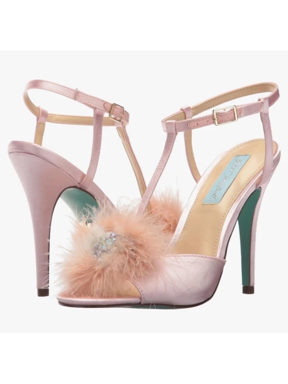 NIB Blue by Betsey Johnson Kay Pink Furry Heeled Sandal